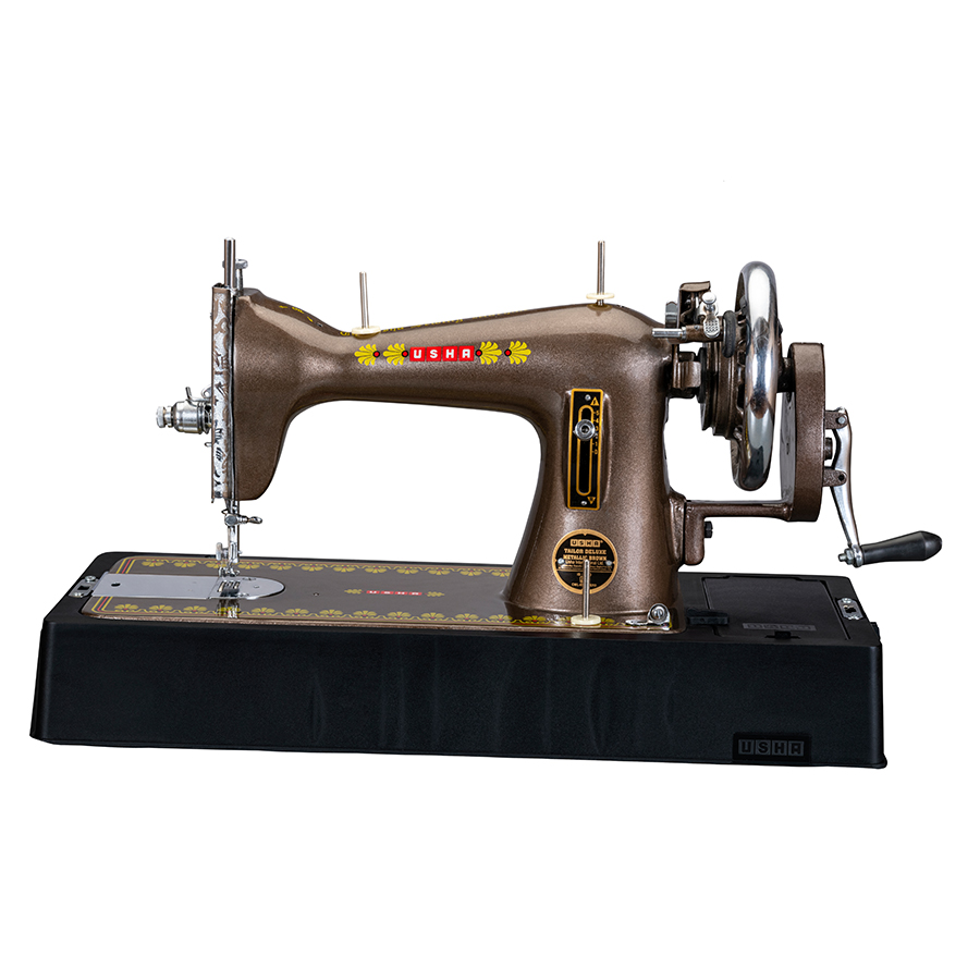 Usha Tailor DLX Hand Operated Sewing Machine in metallic brown with durable composite base.