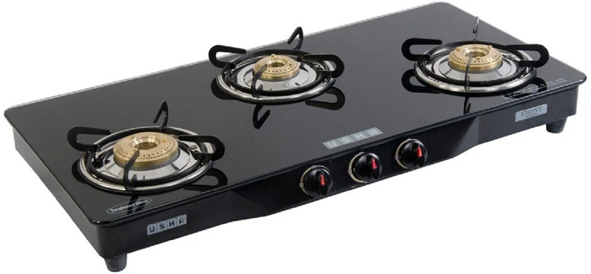 Usha Glass Top Cooktop with high-efficiency brass burners