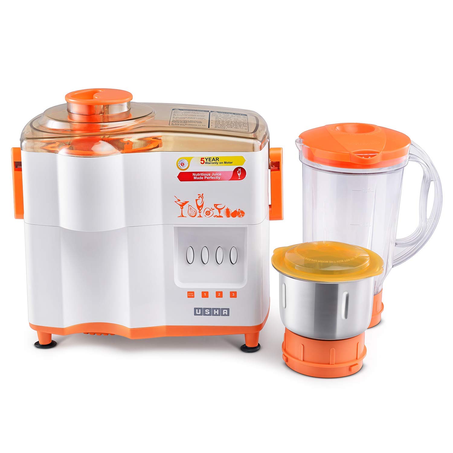 Usha Popular Juicer Mixer Grinder 3442 with powerful motor and multi-function jars